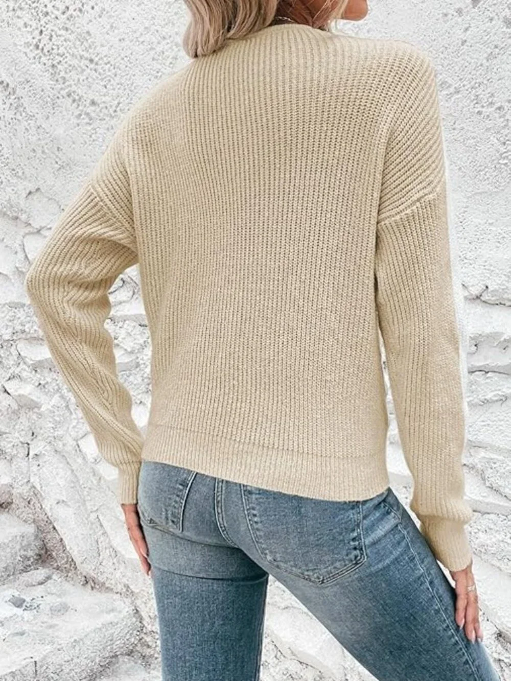 New - Women's 2025 Casual Pullover Sweaters Sexy V Neck Long Sleeve Twist Knot‎